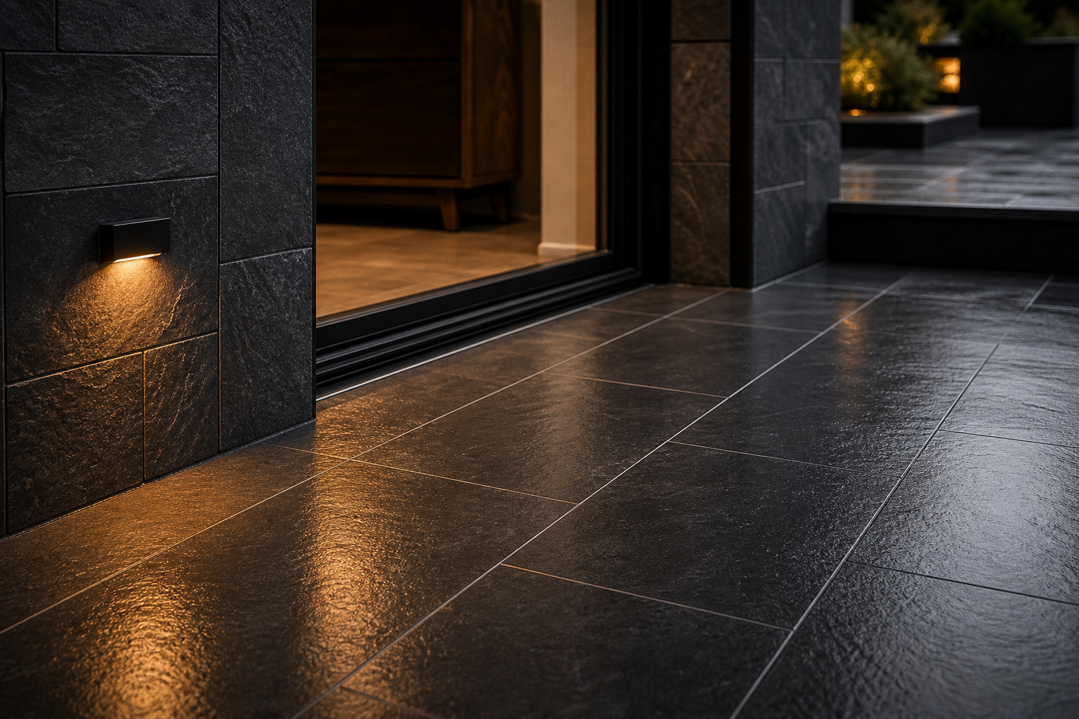 Porcelain tile threshold finish in Carlow